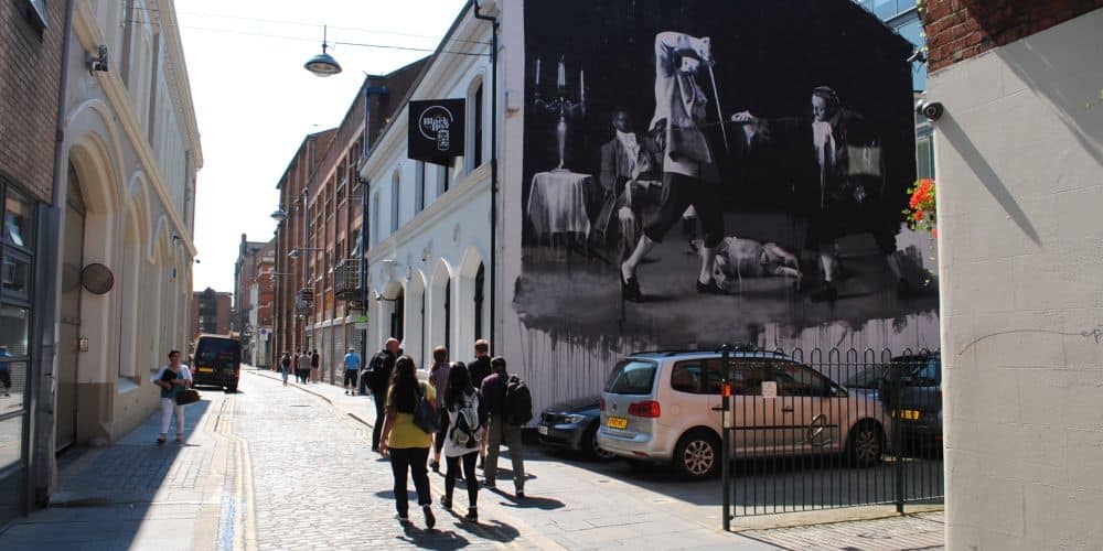 Tour group on Hill Street, Belfast