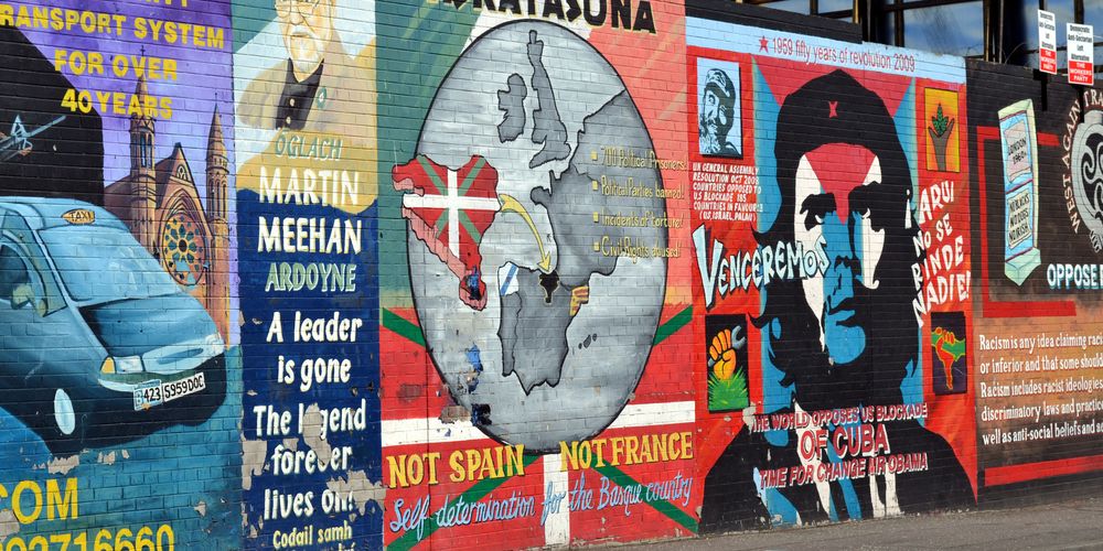 Mural on the international peace wall Belfast