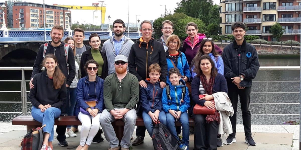 Tour group at the River Lagan, Belfast