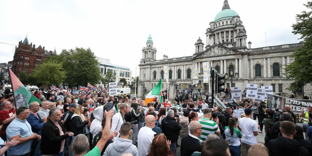 Internment parade, City Hall Belfast