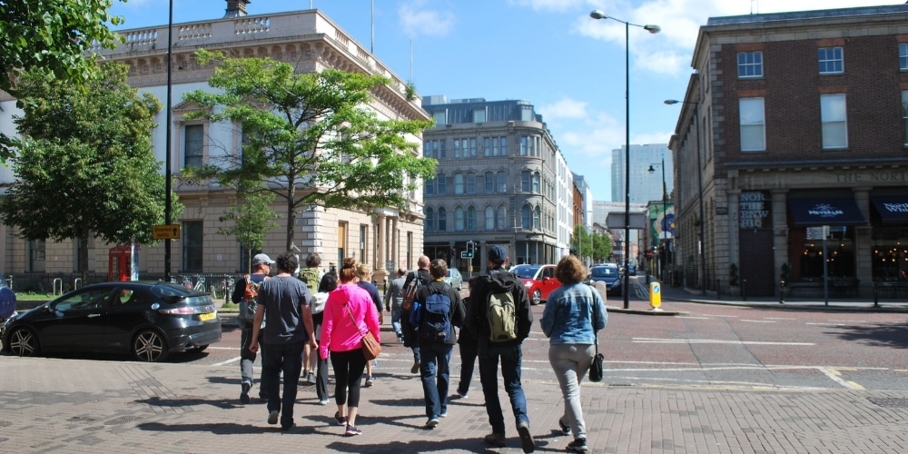 Tour group on High Street Belfast